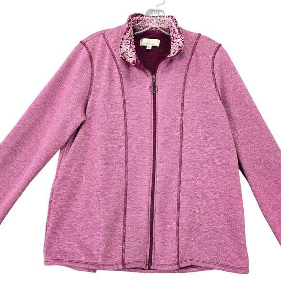 Cuddl Duds Purple Jacket Full Zip Plush Collar Long Sleeves Lightweight Womens M - Picture 1 of 11